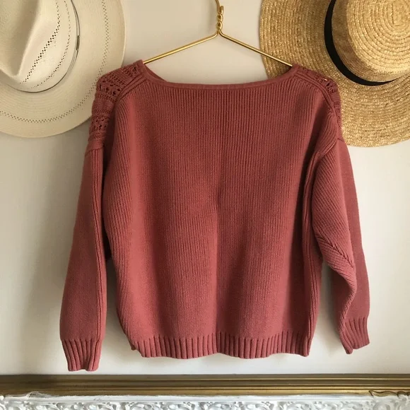 pink hand made cotton crop oversized jumper sweater - Picture 3 of 5
